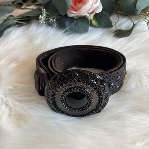 Guess Womens Brown Leather Belt Embellished Y2K Size Large